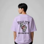 Reality Behind the mask oversized graphic t - shirt - Lavender